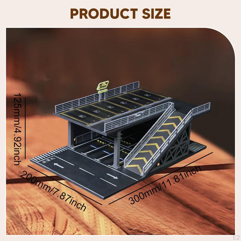 1/64 Parking Lot Diorama Model Car Display Case Decoration Easy Assembly Scenario Toy