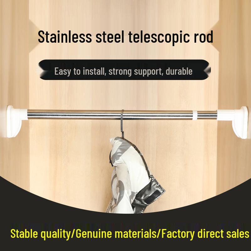 Telescopic Stainless Steel Rod for Clothes Drying, Balcony Support, Curtain, Shower, and Wardrobe Hanging