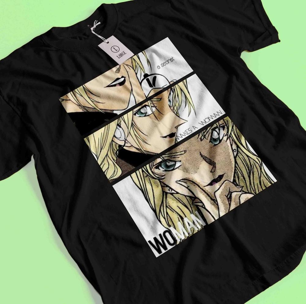 

Detective Conan T-Shirt Vermouth Shirt Case Closed Akai Tee Gin Ran Black Tshirt XL