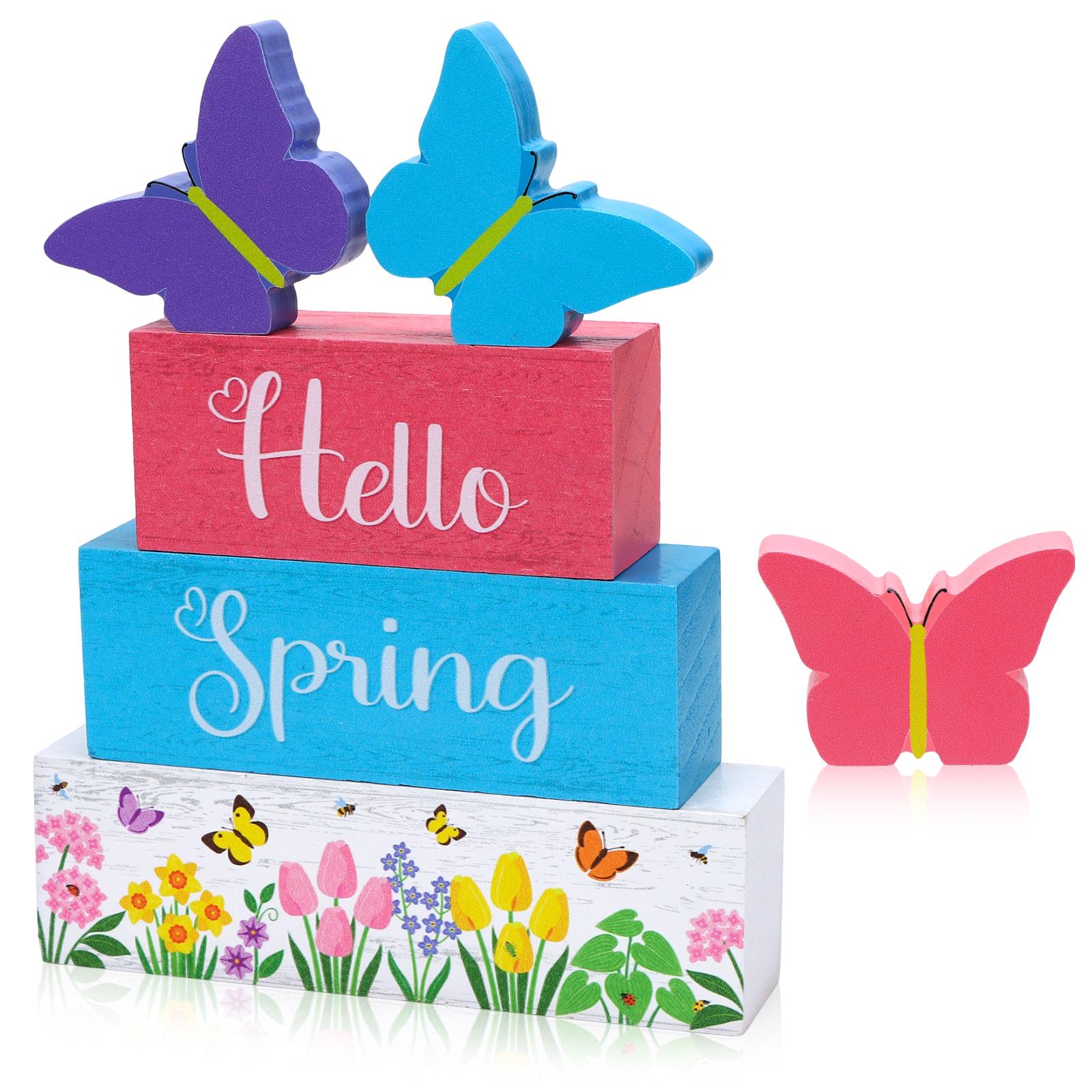 6 Pcs Hello Spring Wooden Table Decoration Butterfly армия зеленый