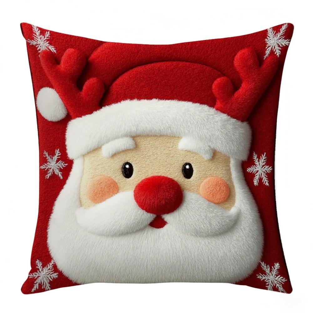 Santa Claus Christmas Throw Pillow Cover 2D Printed Plush Pillow Cover Pillowcase  Home Decoration