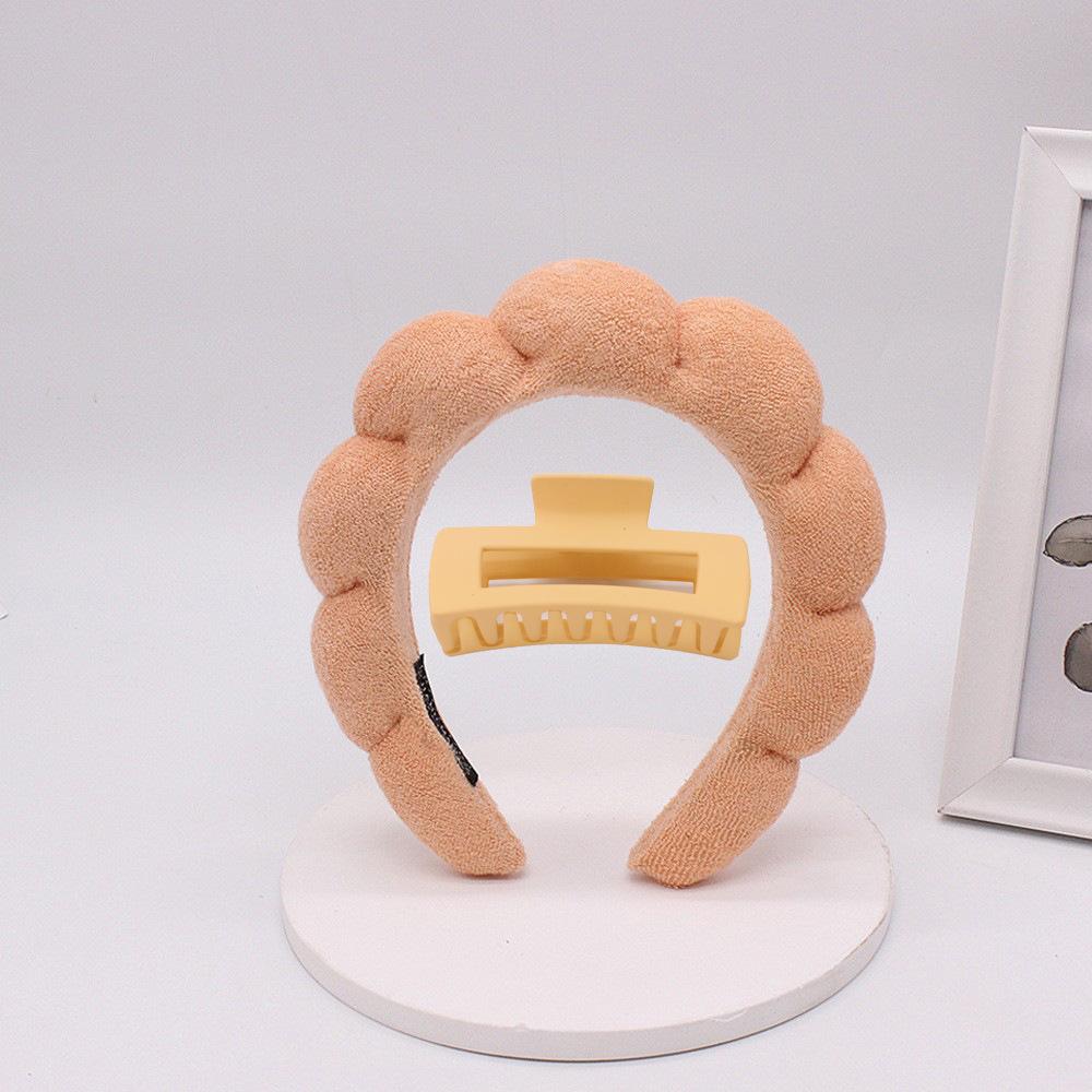 2pcs/Set Washing Hair Accessories for Women Bathing Terry Cloth Cloud Sponge Hair Bands Makeup Removal Headbands Hair Claw Clips