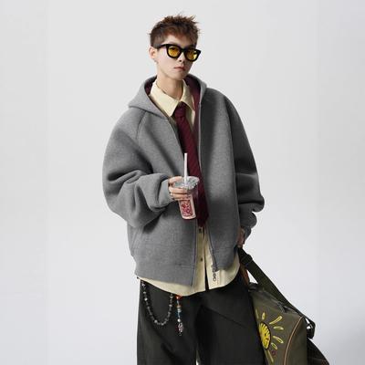 American Retro Cardigan Sweater Men's Autumn Splicing Top Versatile Loose Coat
