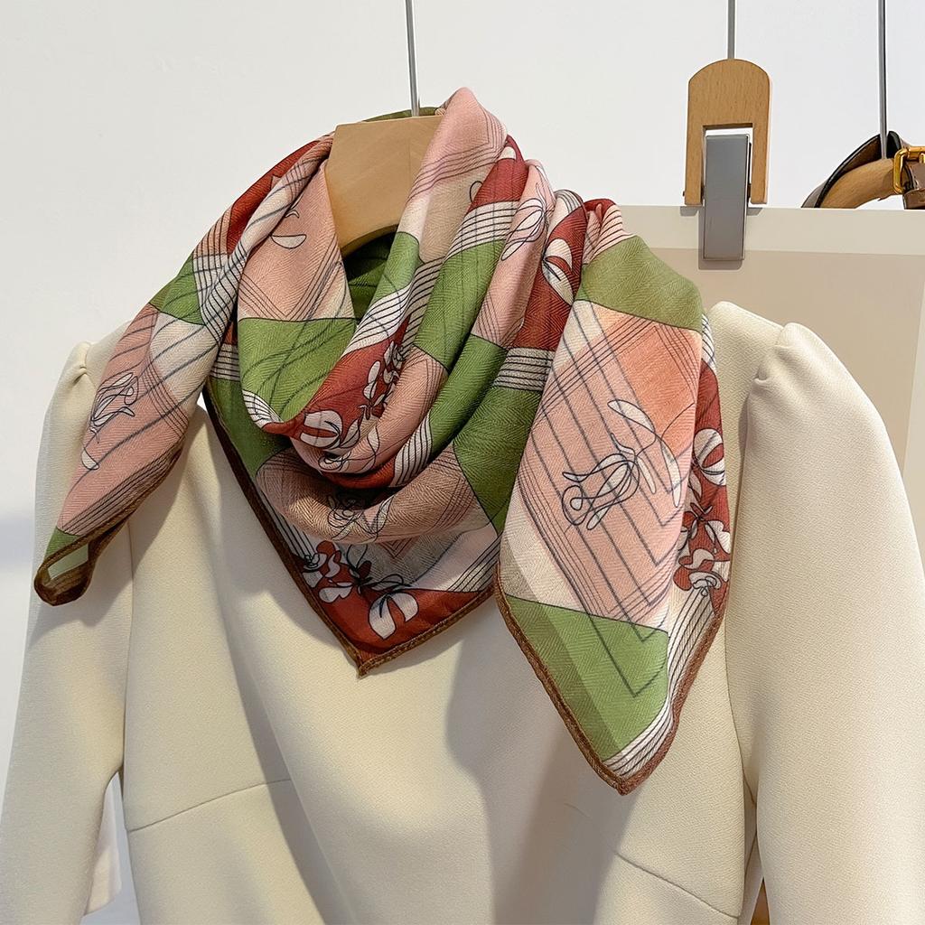 Cotton Feel Headscarf Women Autumn Spring Warm Wraps Soft Neckerchief Fashion Floral Print Hijab Foulard Bandana Head Scarves