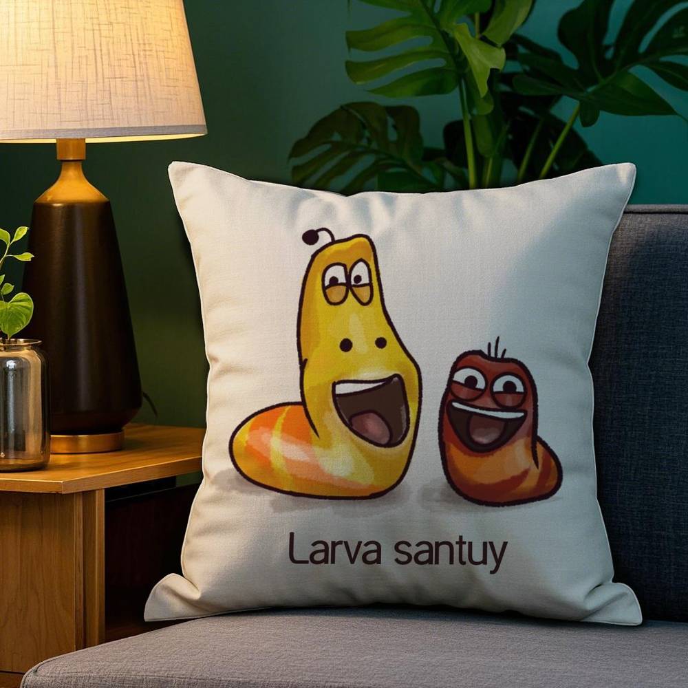 Funny L-Larva Cartoon Pillow Case Plush Fabric Soft Double Sided Print Sofa Cushion Cover Throw Pillow Covers