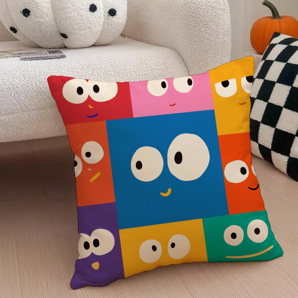 Cute Smile Cushion Cover Throw Pillow Cover Hidden Button Durable Polyester Chair Cushion