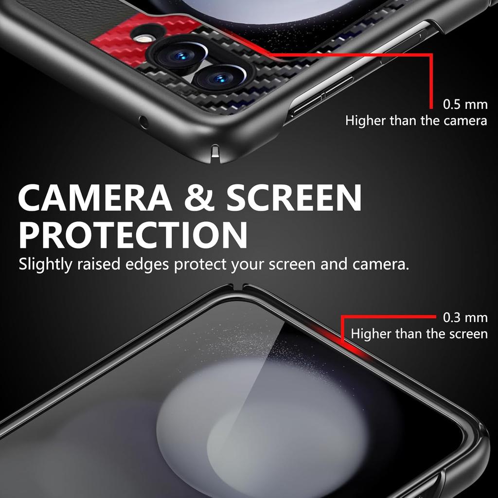 for Samsung Galaxy Z Flip 6 Case, Silky Touch Back Carbon Fiber Leather Cover for Samsung Flip 6, Ultra-Thin Shockproof Scratch-Resistant Protective