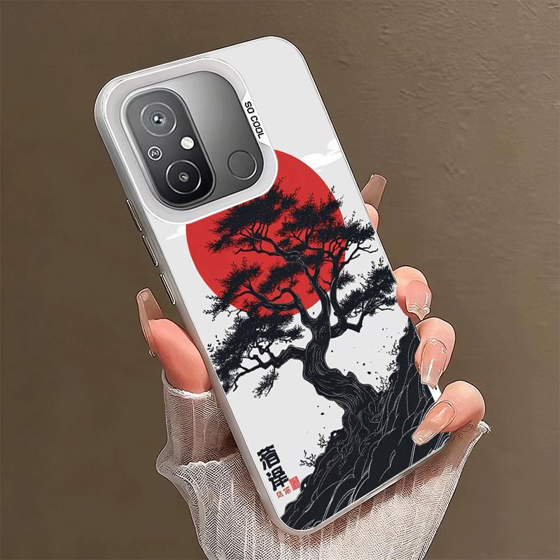 Japanese Minimalist Pine Tree Shockproof Phone Case for Xiaomi Poco X7 X6 X5 X3 Pro F7 Ultra M8 Redmi 15C 15 14C 13C 12C 10C 13