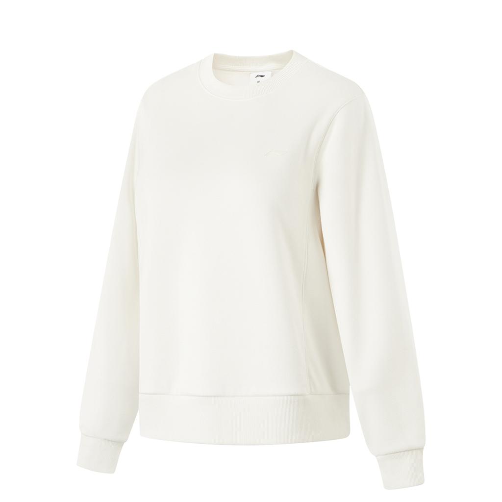 Li-Ning Comfortable Breathable Fleece Casual Sweatshirt Women tops Champagne-White AWDU638-4