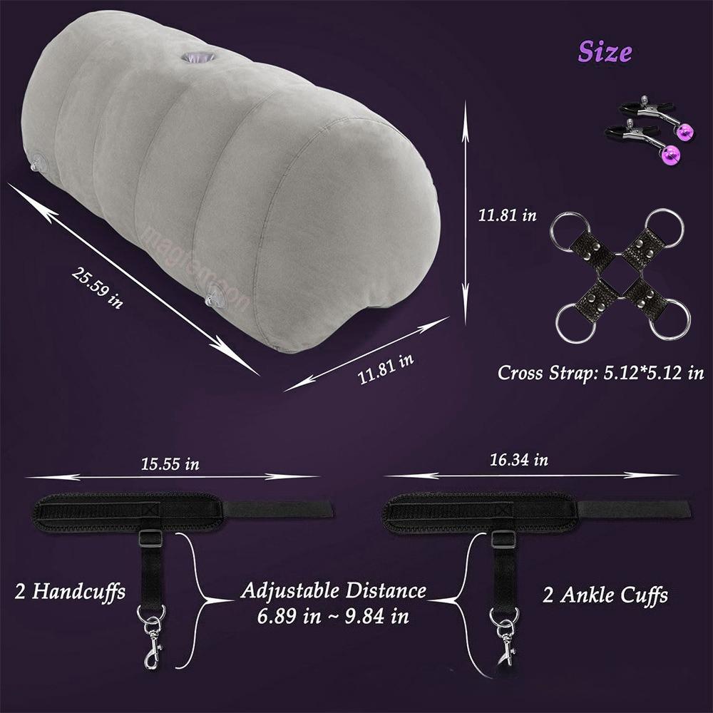 Sex Bondage Pillow with Restraints, Inflatable Adult Sex Toy for Couples, BDSM Beginner Set for Spicy Adventure, Easy Use & Carry