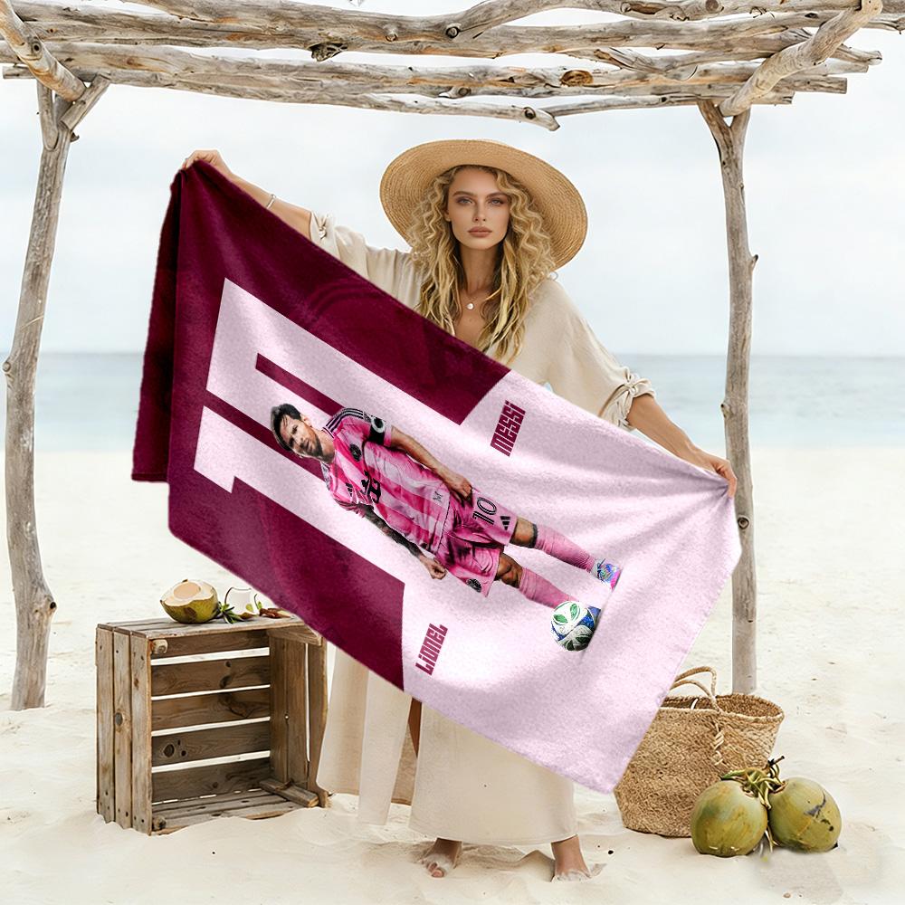 Football Messi Beach Towel Super Soft Microfiber Quickdry Fabric Comfortable Lightweight