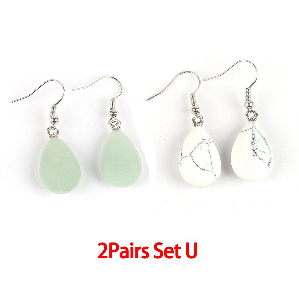 

Ювелирные изделия из полированного натурального кристалла, простые плоские серьги в виде капель воды, женские европейские и американские украшения ручной работы GreenAventur+WhiteTurqois