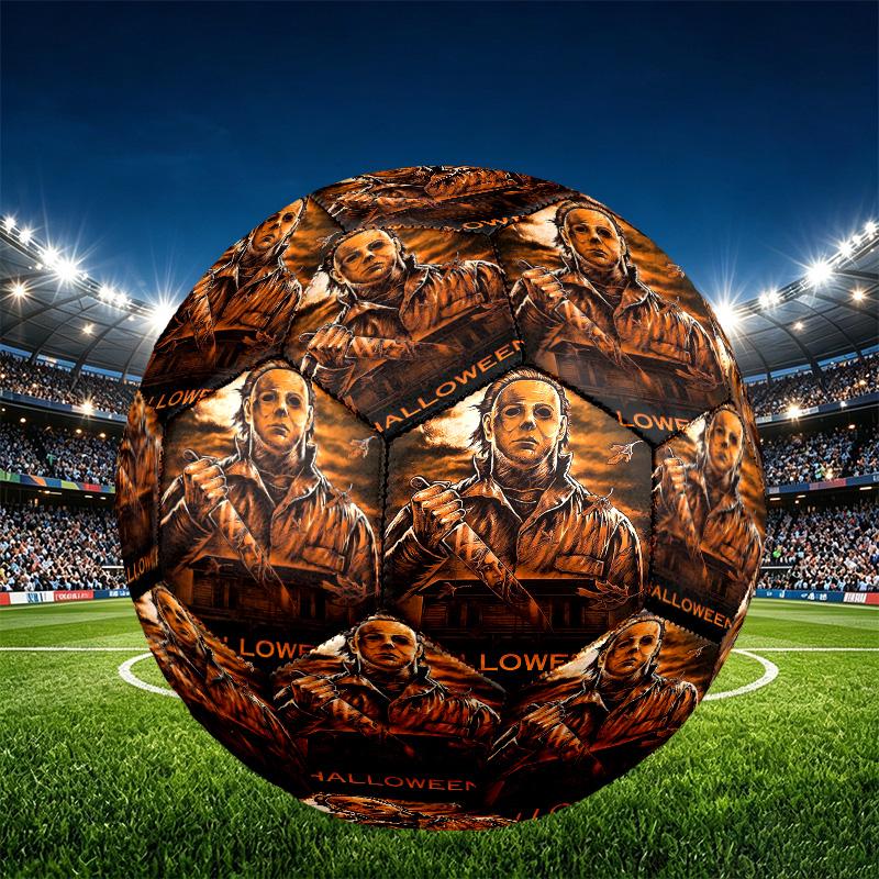 Michael Myers Print Size 5 Soccer Ball, PU Wear Resistant Football for Match Training and Daily Practice, Birthday Gift for Soccer Fans