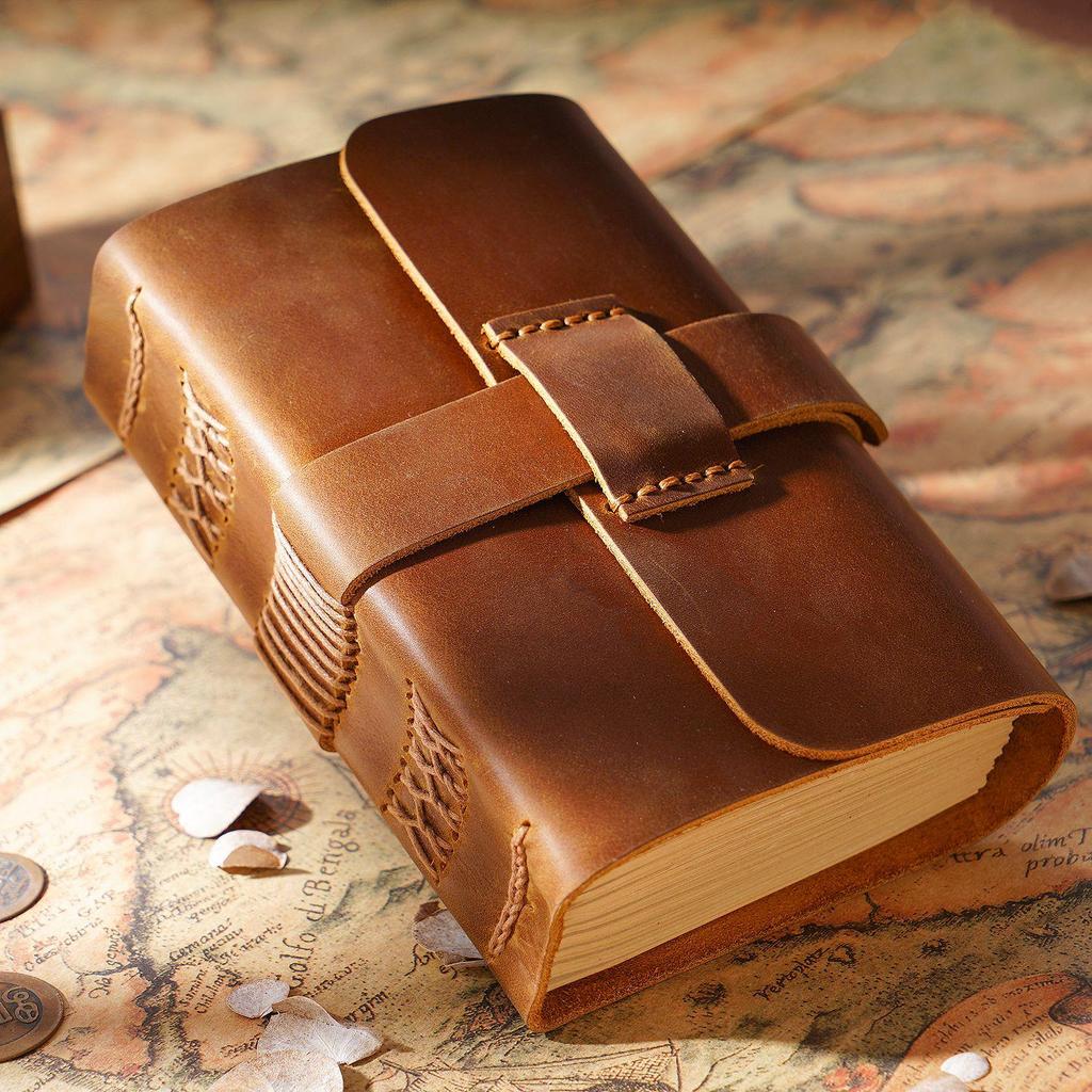 Thick Retro Chinese Style Cowhide Planner Diary Notebook with Cowhide Paper