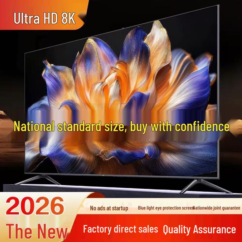 2026 Bezel-less 8K LCD Large Screen LED Home TV: Available in 55, 65, 75, 85, and 100 inches with WiFi connectivity.