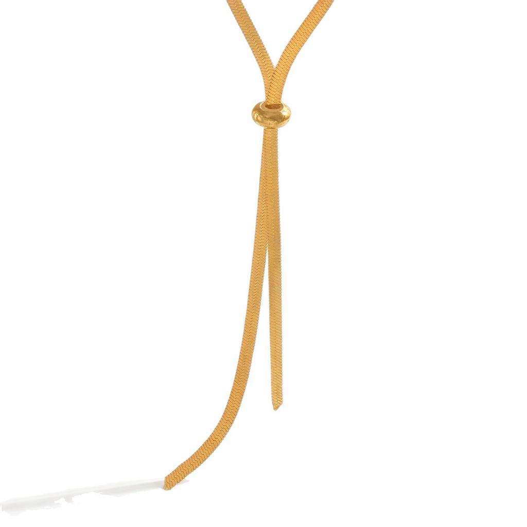 Adjustable Pull Type Titanium Steel Gold Chain Necklace For Women Fashion Versatile Sweater Chain