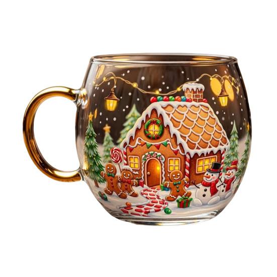 

Кружка на Хэллоуин Смешная чашка для чая и кофе 400 мл Расписанная вручную Жуткая стеклянная чашка для горячих и холодных напитков Подарок на рождественскую вечеринку Наполнитель для чулка C