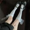 Schwarze Streamer Halbstrümpfe Damen Dünn Sommer Süß Mittellange Wadenstrümpfe Lolita Schleife Jk Lange Socken