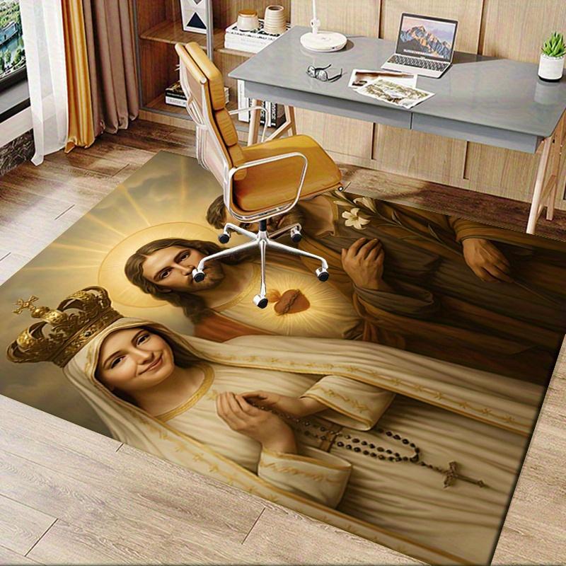 1pc Virgin Mary,Jesus Christ,Saint Joseph Office Carpet Soft Polyester Entrance Carpet Washable Non