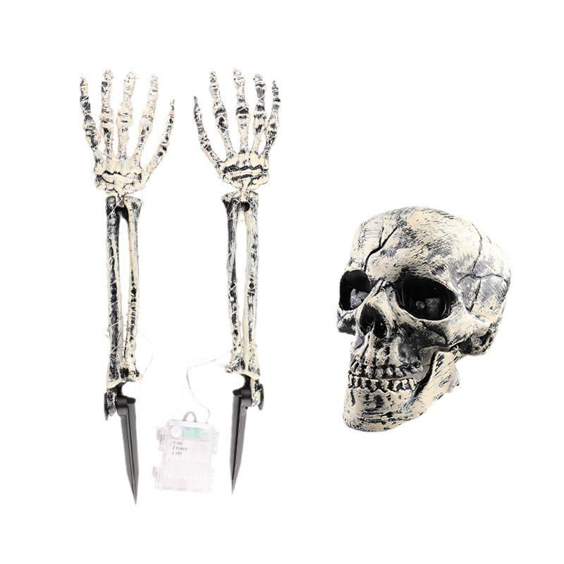 Skeleton Ground Stakes: Halloween Decoration with Skull and Ghost Hand Props