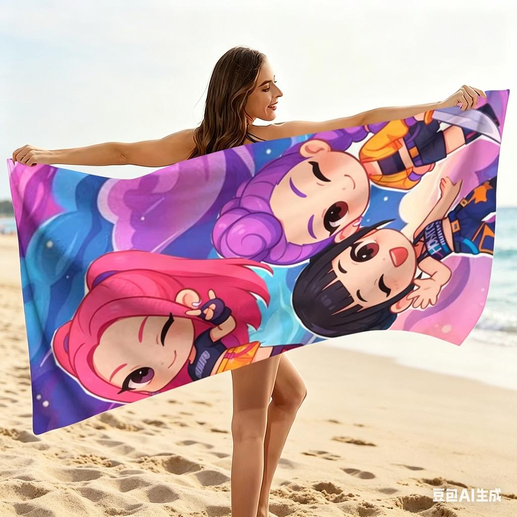 Kawaii Chibi Girls Beach Towel Microfiber Quick Dry Anime Cartoon Bath Towel For Swimming Pool Travel Gym Yoga Towel For Adults