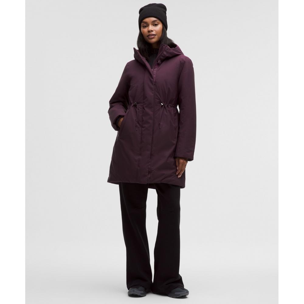 Lululemon Waterproof Insulated Cinch Waist Parka Black Plum