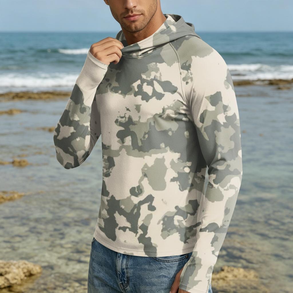 Men 50 Plus Sun Hoodie Long Sleeve Lightweight Quick Dry Hooded Shirt for Outdoor Activities