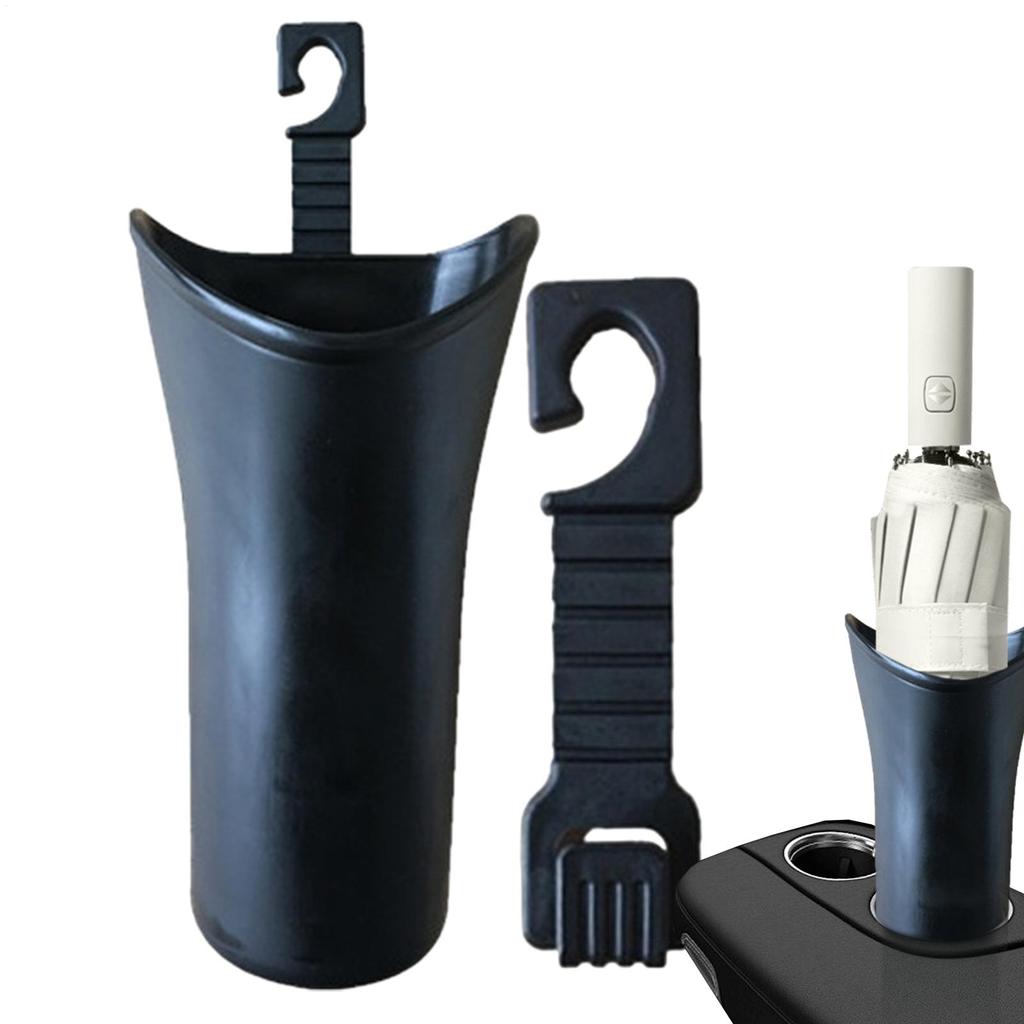 Multifunctional Car Umbrella Storage Bucket Black Plastic Holder with Hook Trash Box Universal Auto Storage Tools
