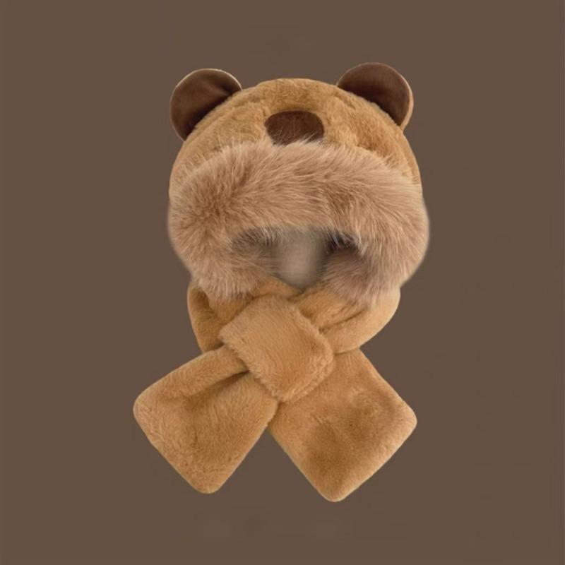 

Capibara hat, scarf hat, two-piece set, winter windproof and warm plush hat, scarf cover.