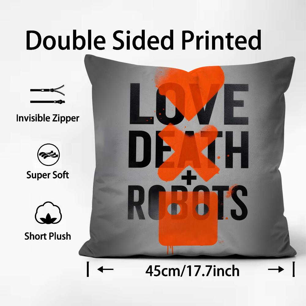 Love Death & Robots Cushion Cover Pattern Printed Pillowcase for Living Room Sofa Cushion Cover & Bedroom Decor