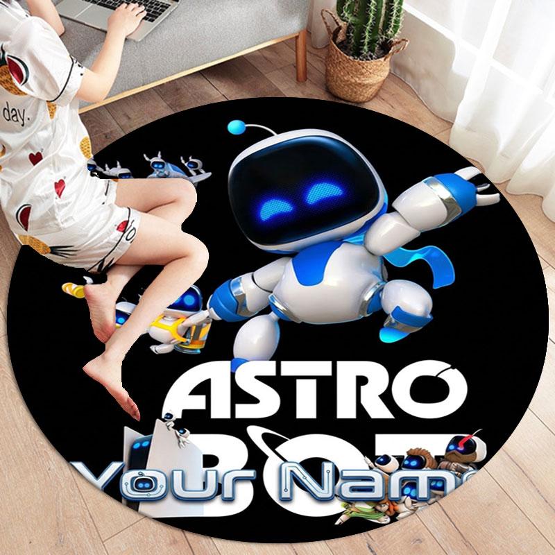 ASTRO BOT Custom Name Round Area Rug,Carpet Rug for Living Room Bedroom Sofa Playroom Decor,Non-slip Floor Mat