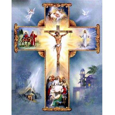 Volles 5D-Diamantgemälde zum Selbermachen, Jesus-Kreuz, Stickerei, Kreuzstich, Heimdekoration, handgefertigtes Geschenk