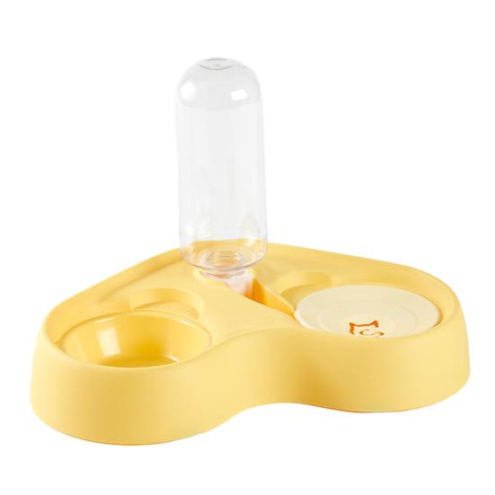 Cat Feeder Food Grade Stainless Steel Bowl Pet Feeder with Automatic Water Refill Dual Zone Design Cat Food Water Combo