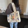 Commuter large-capacity alphabet canvas bag women's new fashion college student shoulder tote bag portable leisure bag