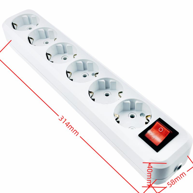 Electrical Power Strip 10/16A Overload Protection not wire German Adapter Extension Desktop 4/5 AC EU Output socket