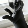 3D Printed Cute Dog Figurine Funny Puppy Sculpture Desktop Small Black Dog Ornament for Shelf Desk Home Office Decor