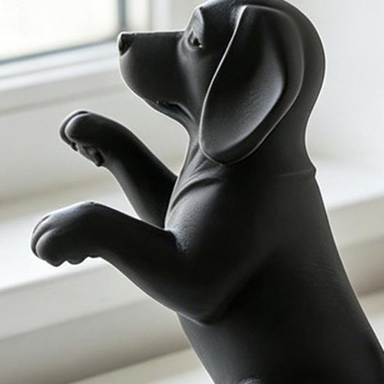 3D Printed Cute Dog Figurine Funny Puppy Sculpture Desktop Small Black Dog Ornament for Shelf Desk Home Office Decor