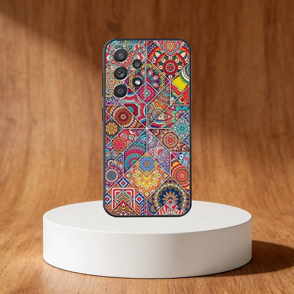Retro-Kunstmuster-Handyhülle für Samsung S25, S24, S21, S22, S23, S30, Ultra, S20, Plus, Fe, Note, 10, 9, 5G Schwarze Abdeckung