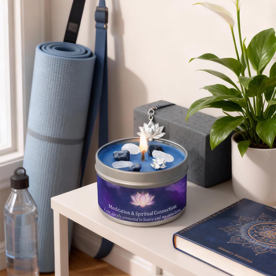 3oz Divine Guidance Scented Candle with Crystals,for Gifting to Female Friends - Perfect for Christmas, Halloween & Home Use