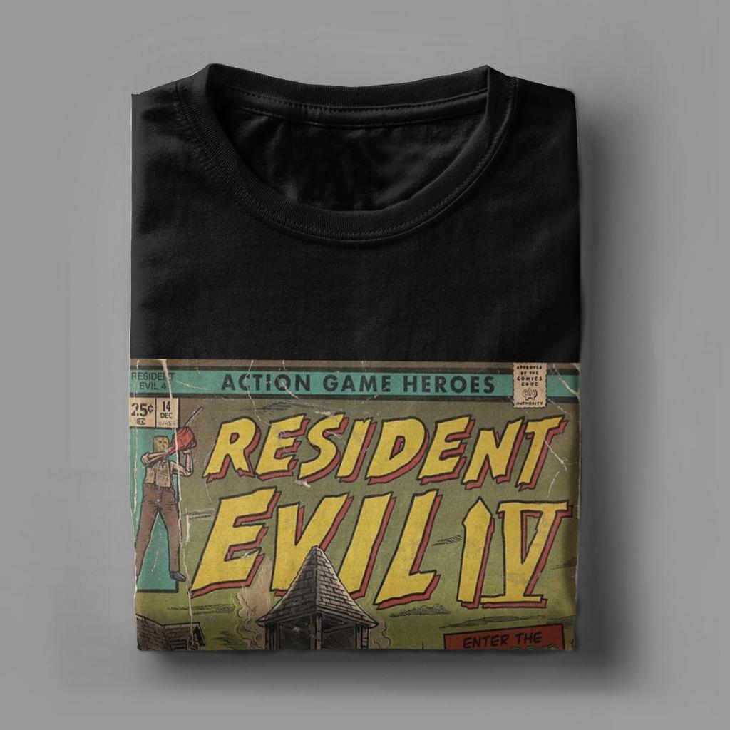 Residents Evils 4 Men T Shirt Funny Tee Shirt Short Sleeve Crewneck T-Shirts Pure Cotton Summer Tops