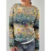 Spot 3D Printed Women's Floral Pattern Pullover Hoodie Without Hat Casual Loose Long Sleeved Top