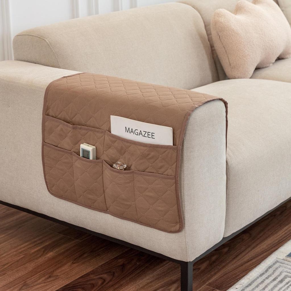 Multifunctional Sofa Armrest Organizer with Storage Pockets for Magazines and Remotes