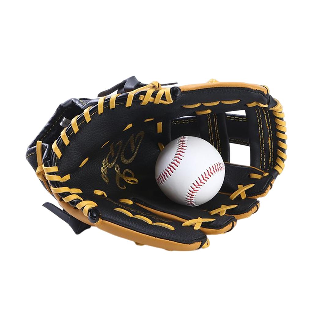 Genuine Leather Baseball Glove For Youth Kids Batting Mitt Both Hands Softball Glove
