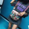Fashion Hiphop Cartoon Street Style Graffiti PU Leather Messenger Bag Female Travel Women Shoulder Bags Crossbody Bag Ladies Handbag