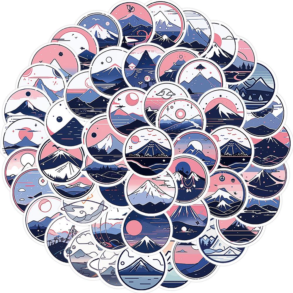 52 Cartoon Mountain Planet Pictures Graffiti Stickers Personalized Decorative Guitar Notebook Suitcase DIY Waterproof
