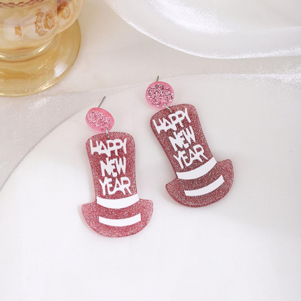 Creative Design New Year'S Party High Hat Acrylic Earrings, Personalized Cartoon Sweet Cute Fashion Earrings Women