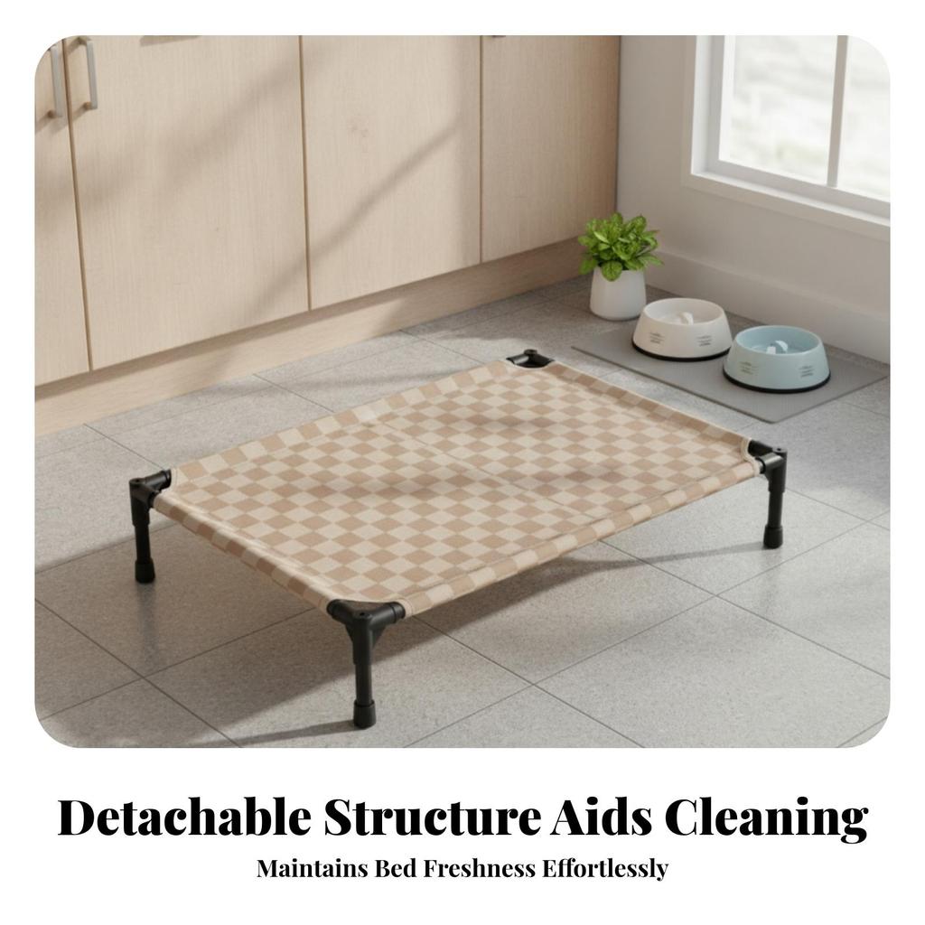 Breathable Raised Pet Cot Black Frame Bed for Indoor