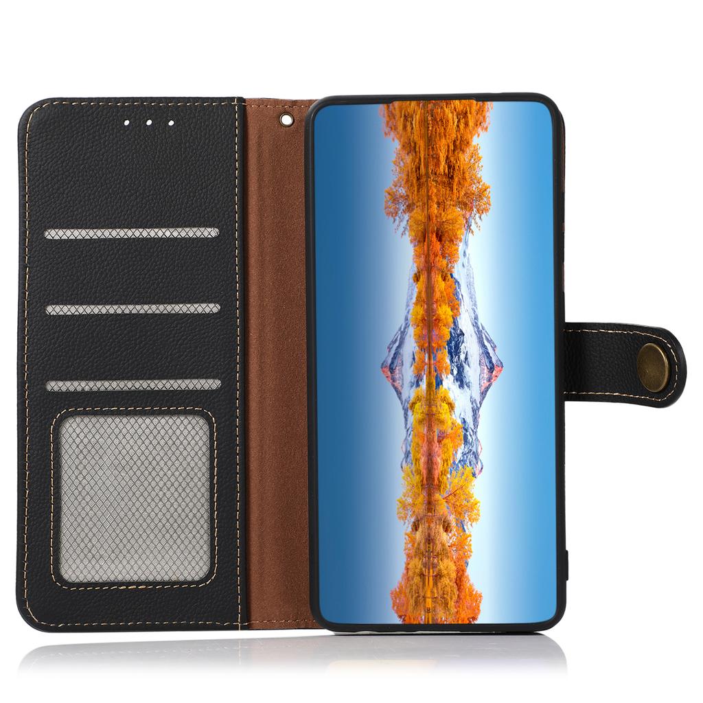 KHAZNEH For Samsung Galaxy A34 5G Phone Stand Case Wallet Genuine Cow Leather RFID Blocking Cover