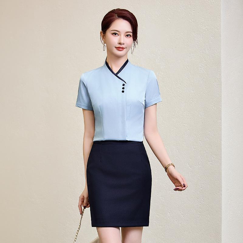 Women's Short Sleeve Professional Work Uniform – Hotel, Flight, and Catering Roles