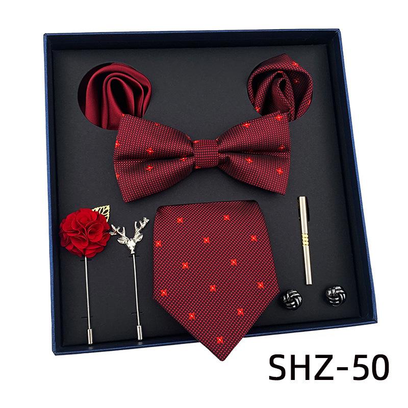 

Holiday Gifts, Men S Ties, Bow Ties, Square Towels, 8-Piece Set, Gift Box, Polyester-Dyed Fabrics For Boyfriends And Elders